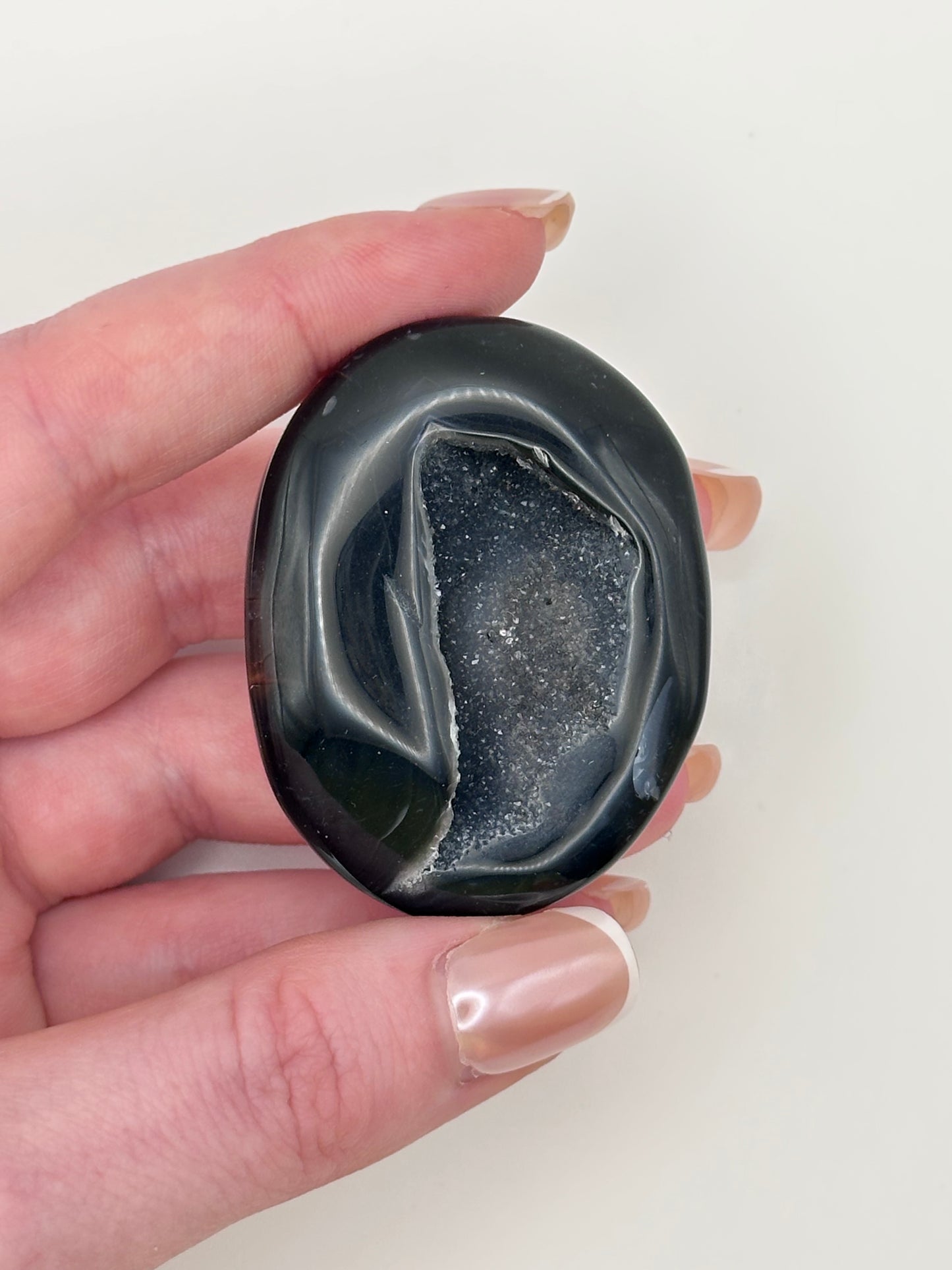 Black Onyx Druzy Palmstone - B