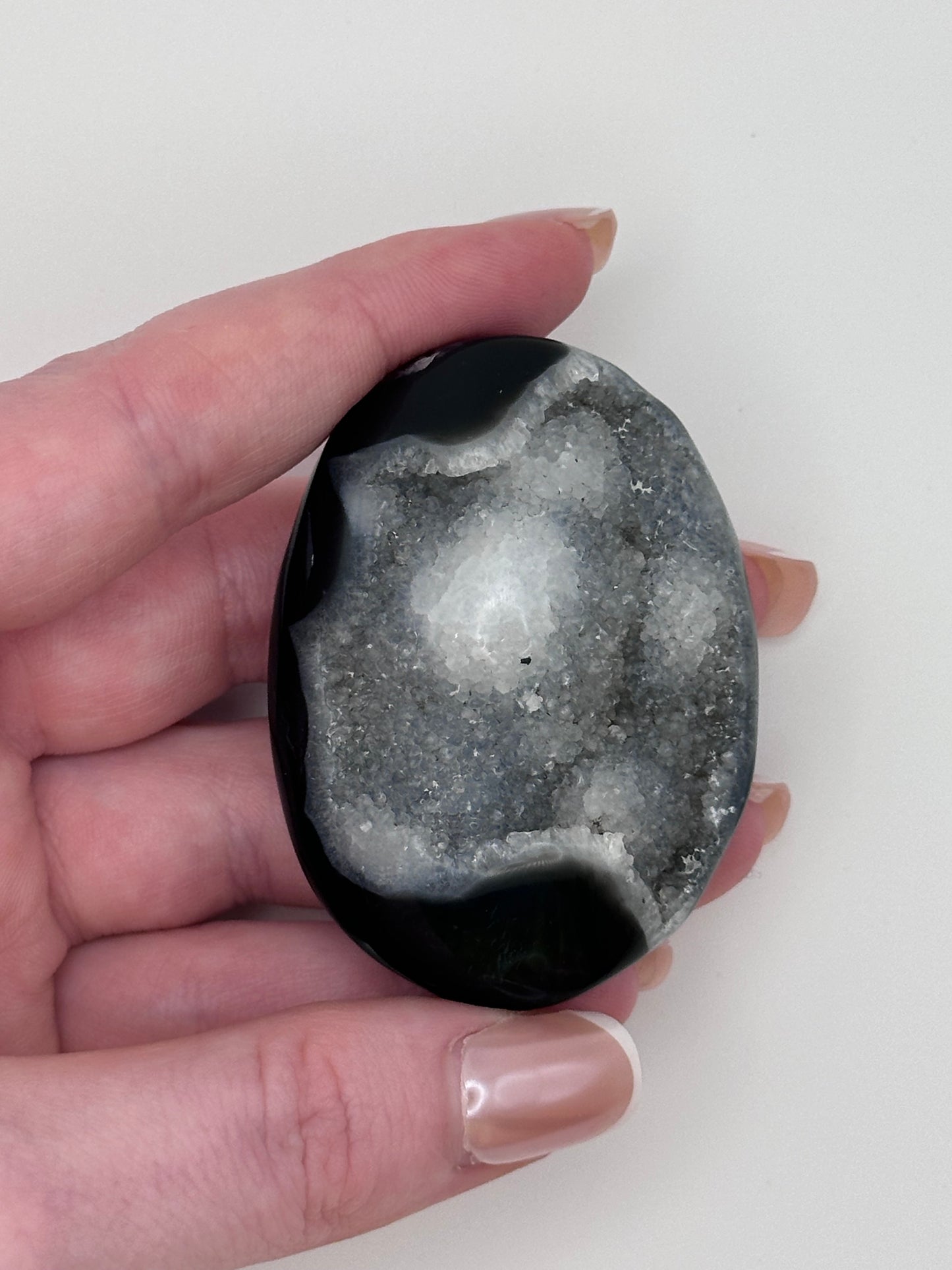 Black Onyx Druzy Palmstone - C