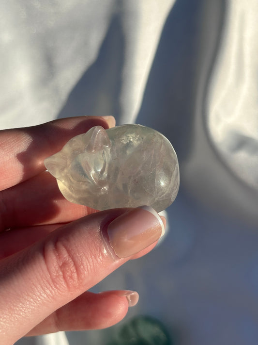 Mostly Clear Fluorite Cat (intuitively picked)