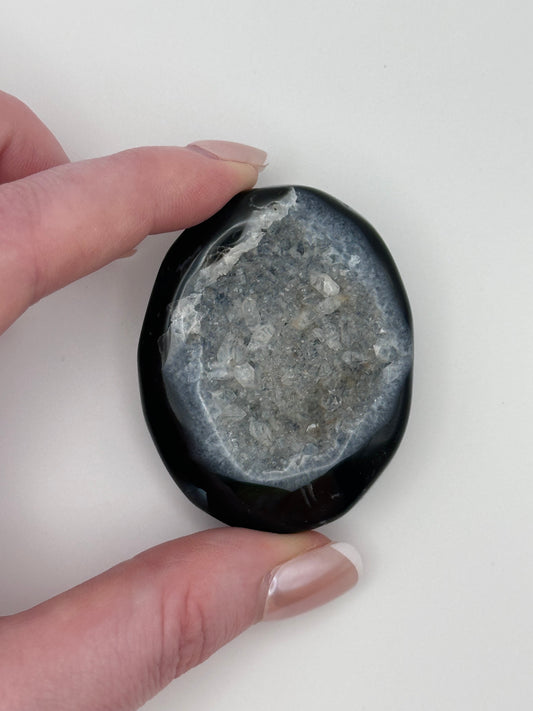 Black Onyx Druzy Palmstone - J